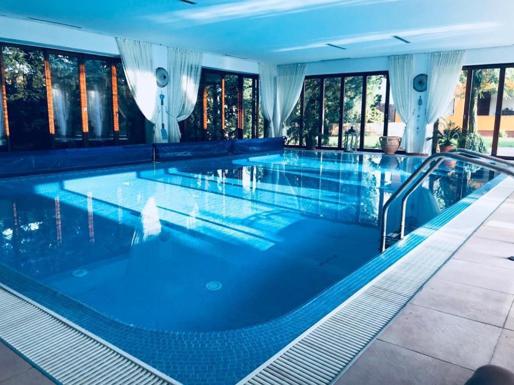 a large swimming pool with blue water at La Conac in Arad