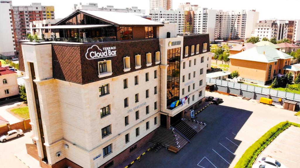 an overhead view of a building with a google sign on it at Aisha Bibi Hotel & Spa in Astana