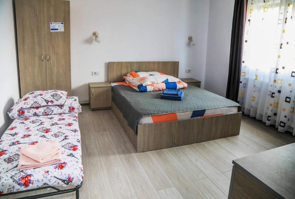 Postel nebo postele na pokoji v ubytování Hățașul Bunicului