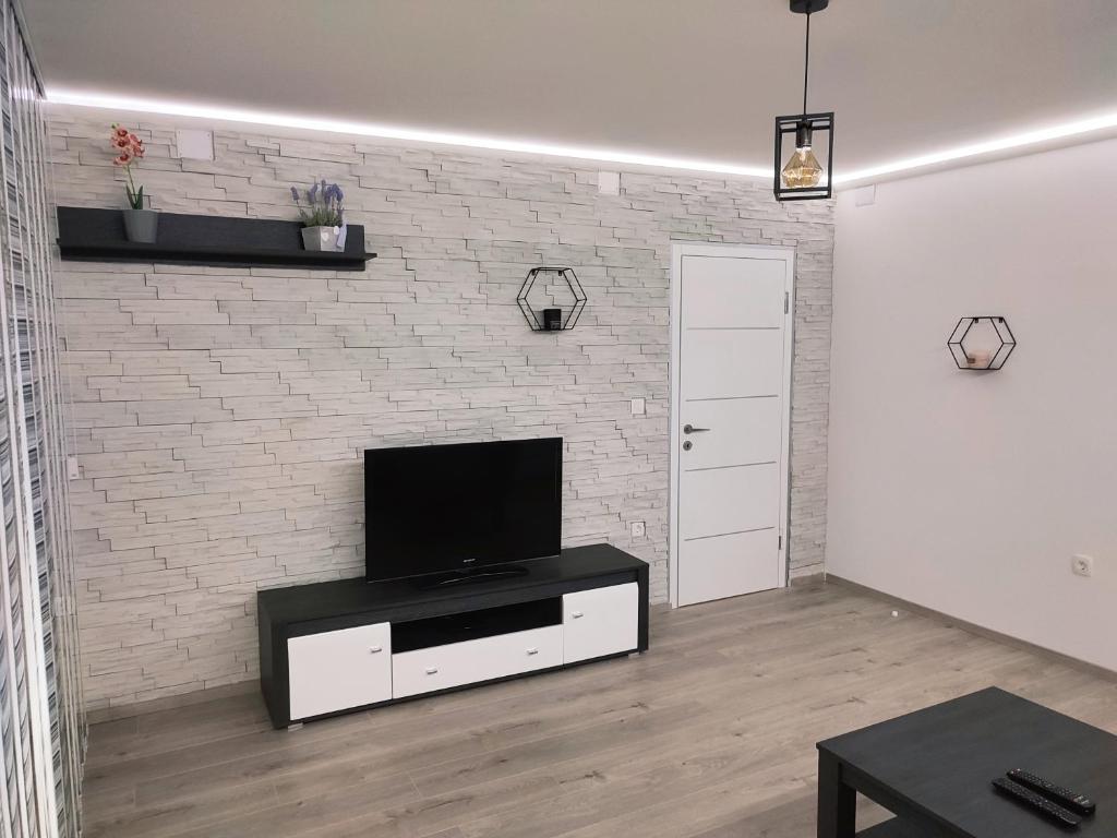 Televízia a/alebo spoločenská miestnosť v ubytovaní Apartman Levi