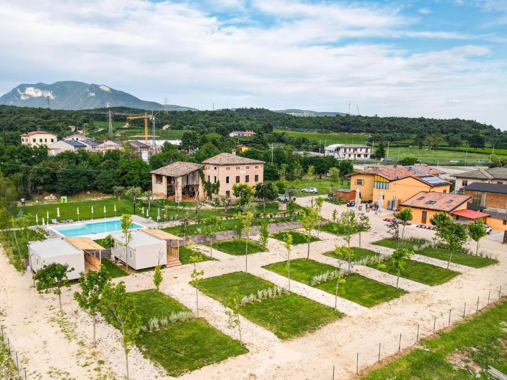 an aerial view of a park with a resort at Agricampeggio Le Corniole in Affi
