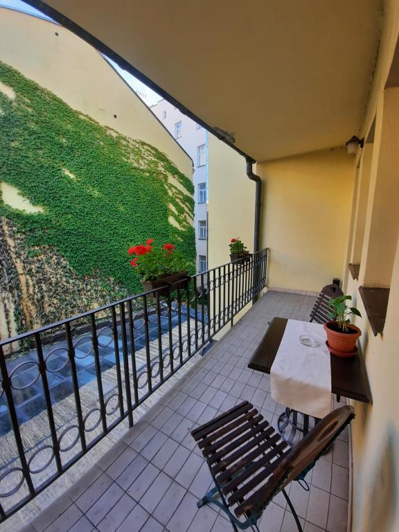 Balkón nebo terasa v ubytování Antik Hotel Prague