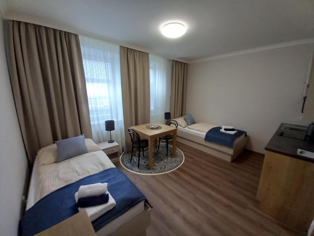 Postel nebo postele na pokoji v ubytování Penzion Vila Winter