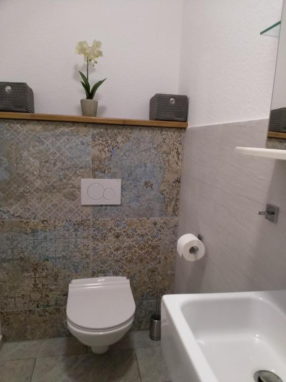 Koupelna v ubytování Haus Heideblick