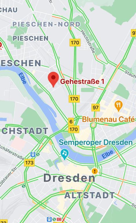 a close up of a map of a city at Premium City Apartment Dresden in Dresden