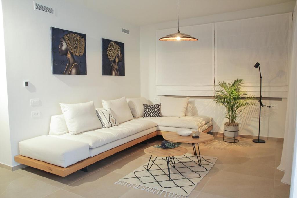 Posezení v ubytování Elounda Katikia Luxury Living