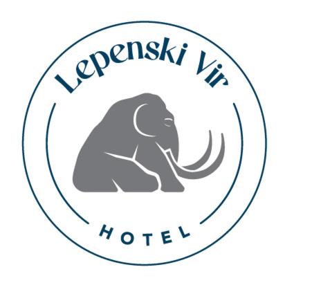 ein Elefant im Kreis mit den Worten kappish vir hotel in der Unterkunft Hotel Lepenski Vir in Donji Milanovac