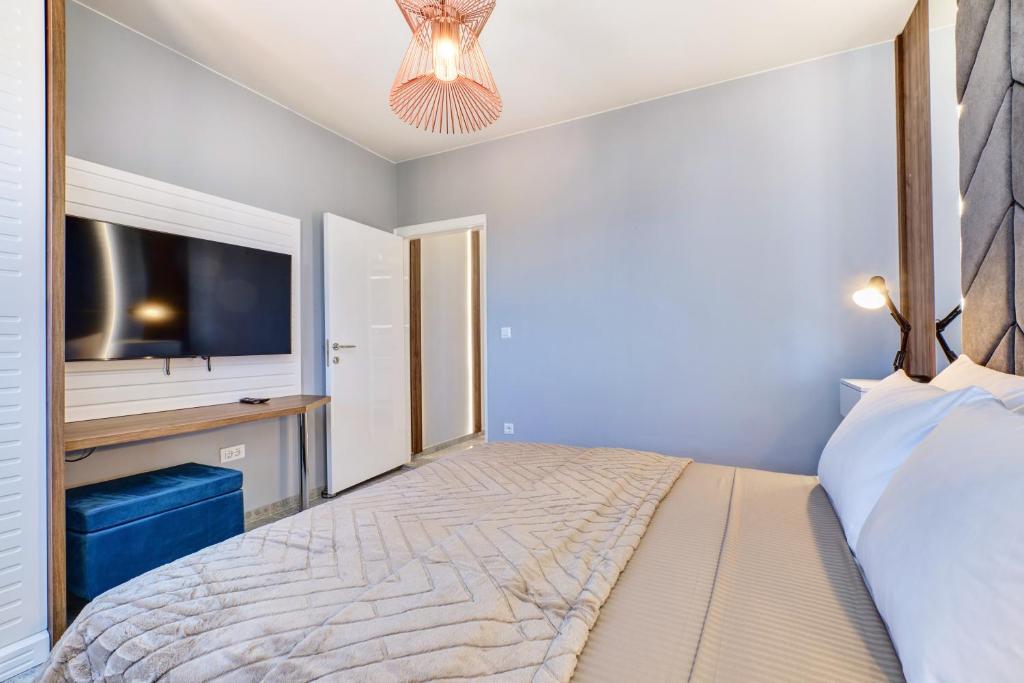 Posteľ alebo postele v izbe v ubytovaní Luxury apartments