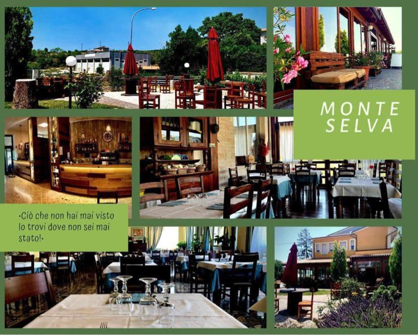 a collage of different pictures of a restaurant at Albergo Monte Selva in Barisciano