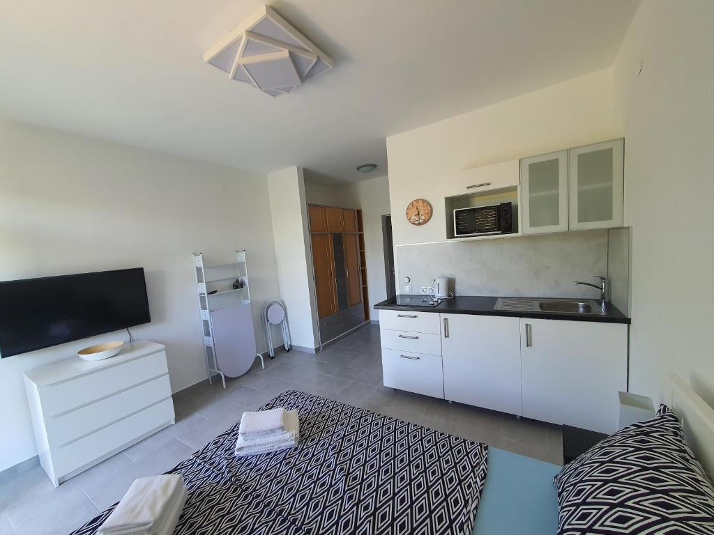 Kuchyň nebo kuchyňský kout v ubytování Villa Adagio Apartments