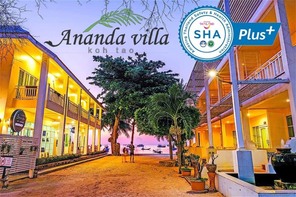 un cartel que dice Amanda Villa en frente de un edificio en Ananda Villa - SHA Plus, en Ko Tao