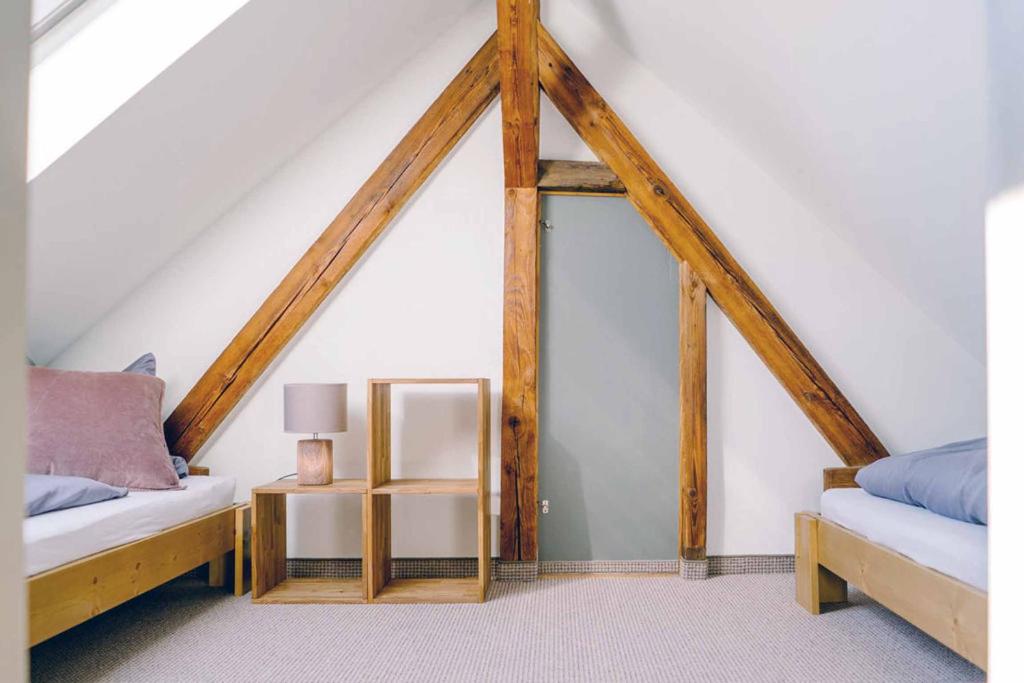 Postel nebo postele na pokoji v ubytování Ferienwohnung Radeberg