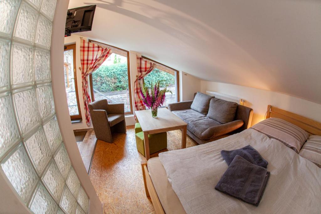 Postel nebo postele na pokoji v ubytování Apartman Vejminek