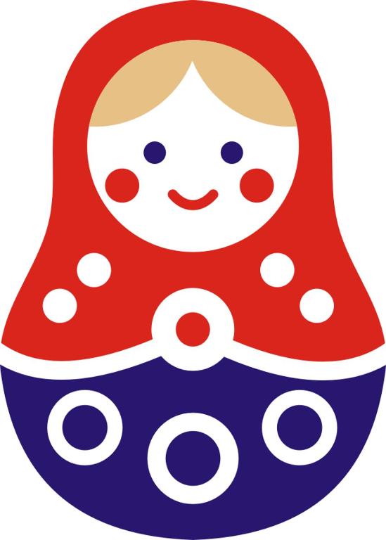 塞爾吉耶夫的住宿－Хостел Матрешка，一只红色和蓝色的玩具,里面有一个小孩