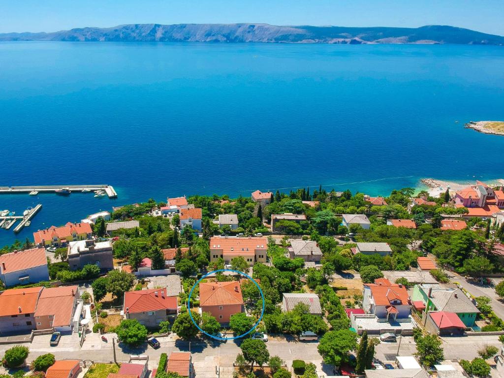 an aerial view of a small town next to the water at Apartment Vukelic-1 by Interhome in Novi Vinodolski