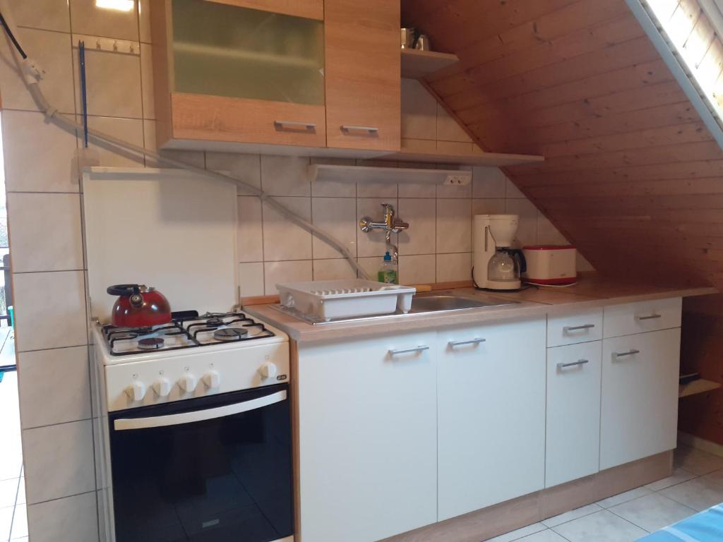 Kuchyňa alebo kuchynka v ubytovaní Pátri Apartmanház
