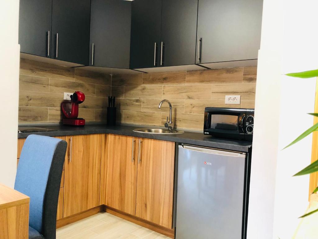 Kuchyň nebo kuchyňský kout v ubytování Masha Apartment