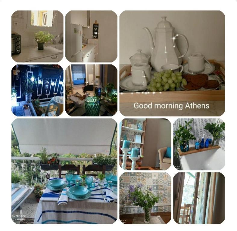 un collage de photos d'une cuisine et d'une maison dans l'établissement Relaxation and Vacation with all the Comforts, à Athènes