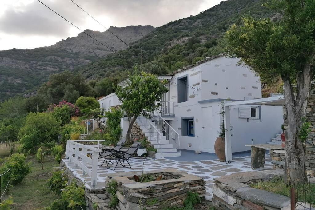 a villa with a view of the mountains at Velanidies Traditional Ikarian House in Xilosírtis