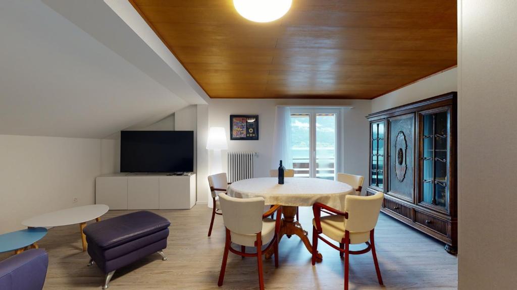 TV a/nebo společenská místnost v ubytování Modern and charming apartment on the shores of Lake Lucerne