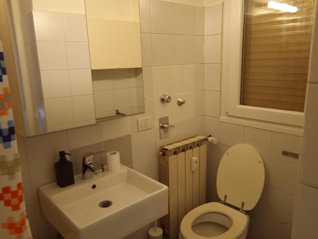 małą łazienkę z toaletą i umywalką w obiekcie IULM house w Mediolanie