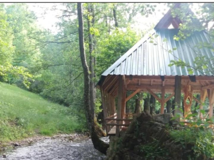 a gazebo in the middle of a forest at Eco Camp Dzogaska Vrela in Pljevlja