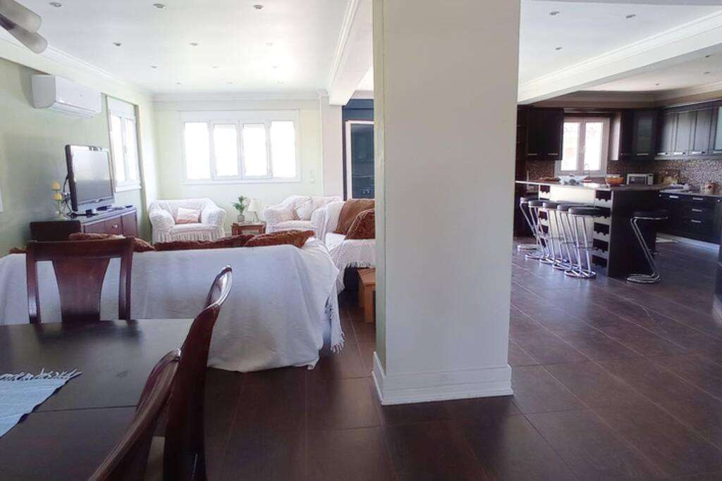 Televízia a/alebo spoločenská miestnosť v ubytovaní Villa IRENE Evia, 4 bdr, Pool, 500m to Beach