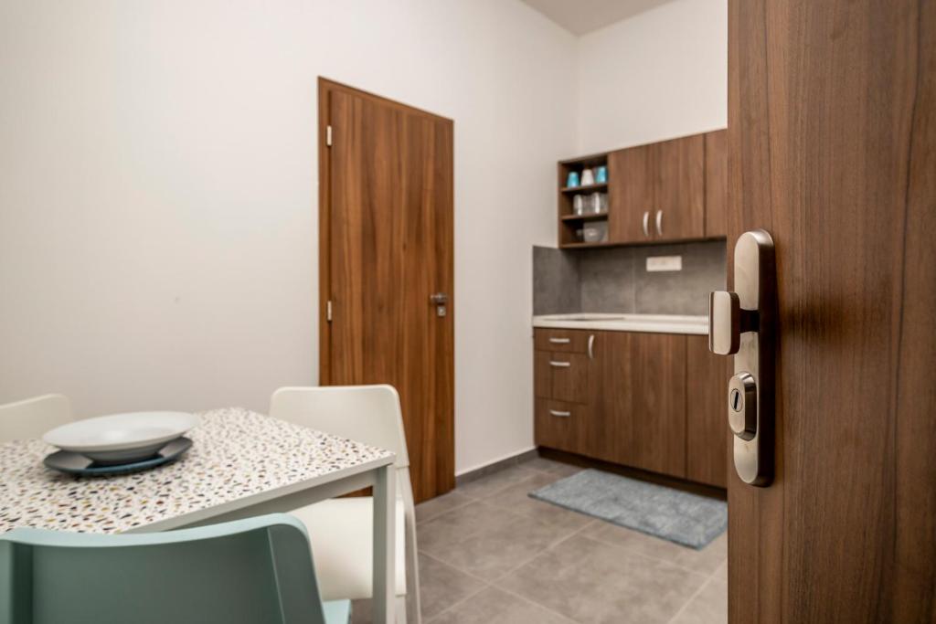 Kuchyň nebo kuchyňský kout v ubytování APARTMÁNY VILA LIBĚNA