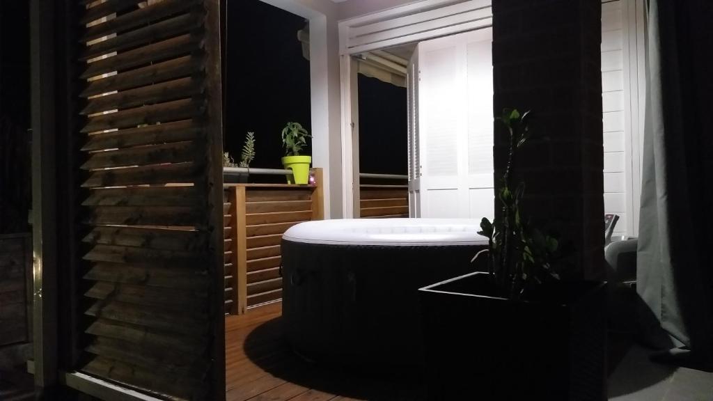 Koupelna v ubytování Charmant F2 classé, belle vue mer, spa, piscine, bateau