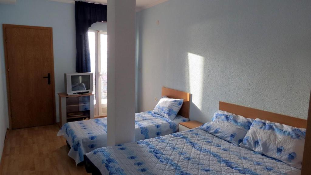 Habitación de hotel con 2 camas y TV en Villa Majda en Peštani