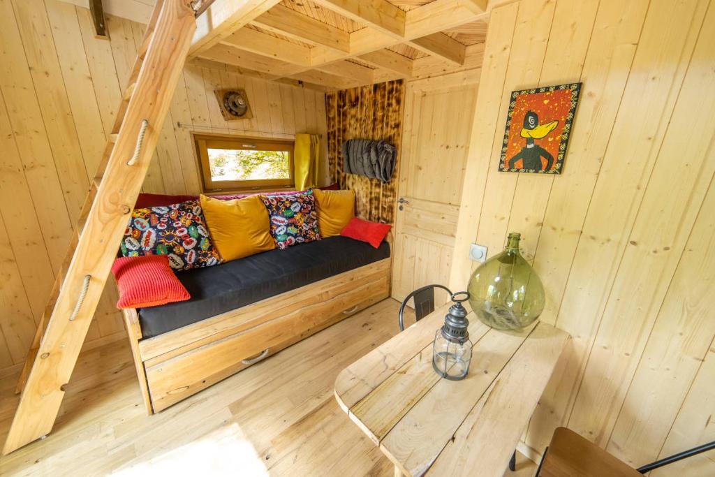 Posezení v ubytování Nid'en'Ô cabanes et spa Lot et Dordogne