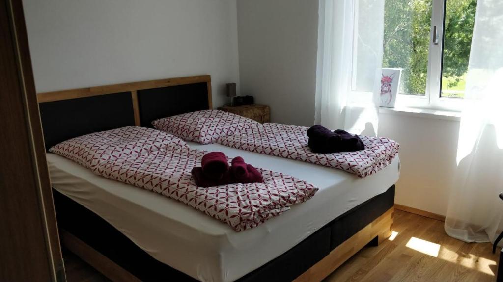 Postel nebo postele na pokoji v ubytování Alpenblick