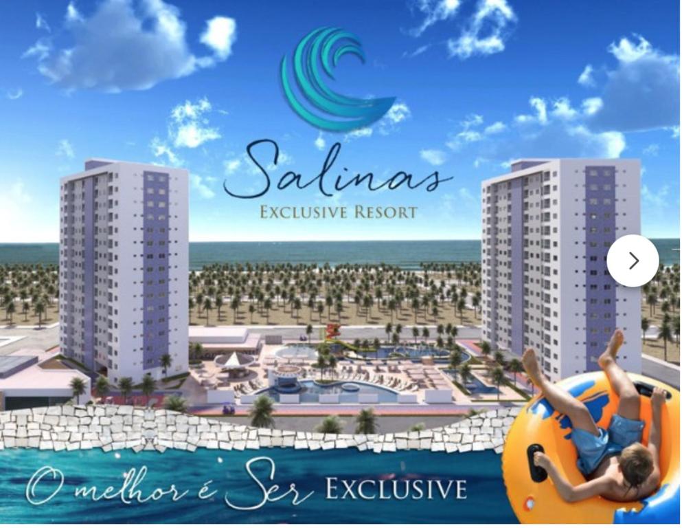 uma representação de um resort com uma pessoa num insuflável em Salinas Exclusive Resort em Salinópolis
