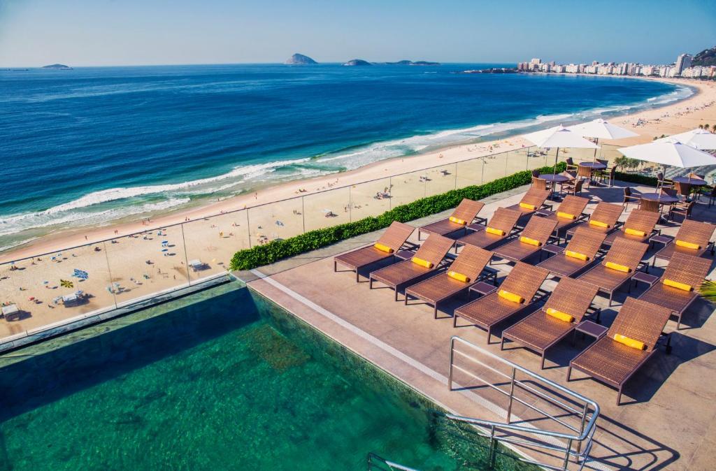 Windsor Leme Hotel rooftop pool overlooking the ocean in Rio de Janeiro