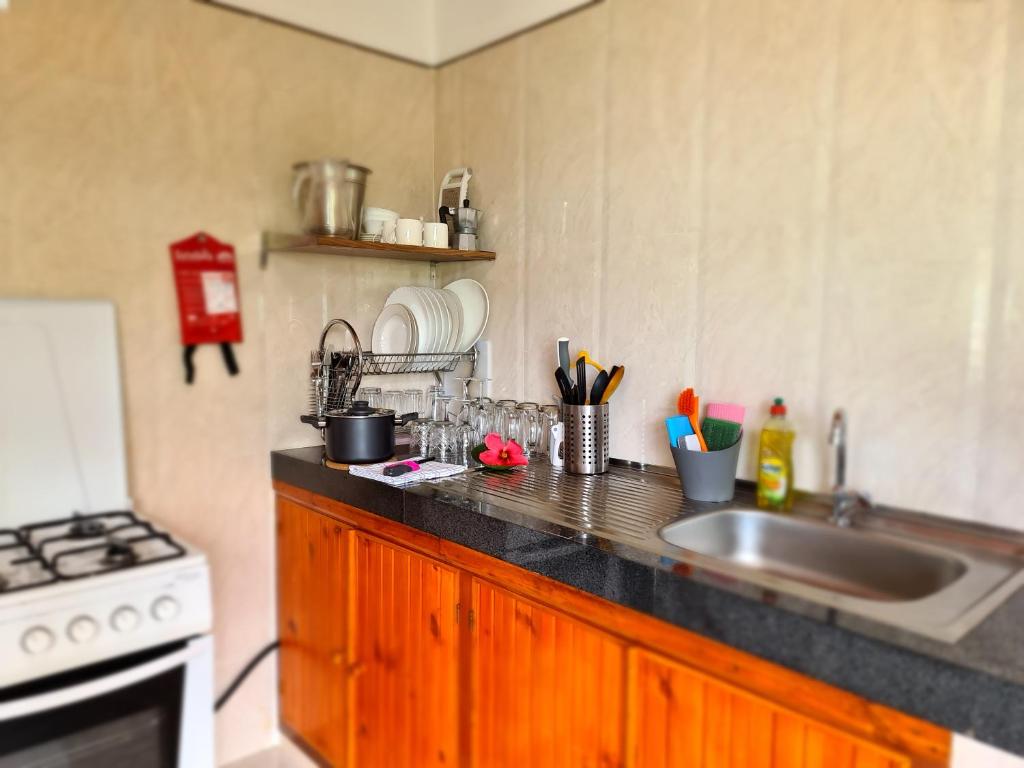 Kuchyň nebo kuchyňský kout v ubytování Tourterelle Holiday Home