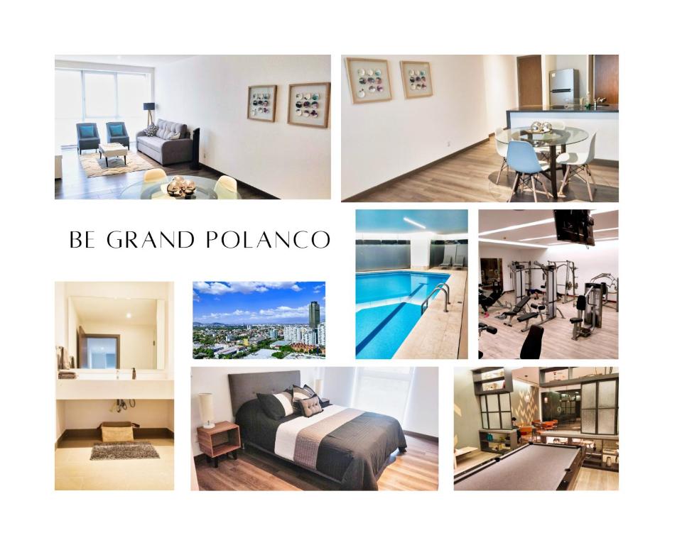 un collage de fotos de una habitación de hotel en Tastefully Appointed 1 BR Apartment in Polanco, en Ciudad de México