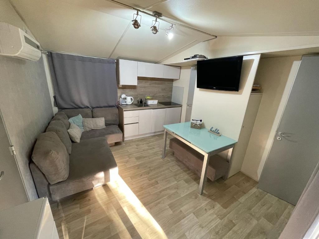 Televízia a/alebo spoločenská miestnosť v ubytovaní ESTRADA mobile home