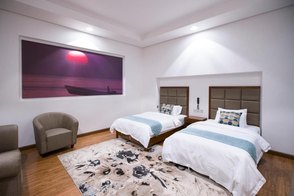 Postel nebo postele na pokoji v ubytování Asahalah Farm Pool Villas