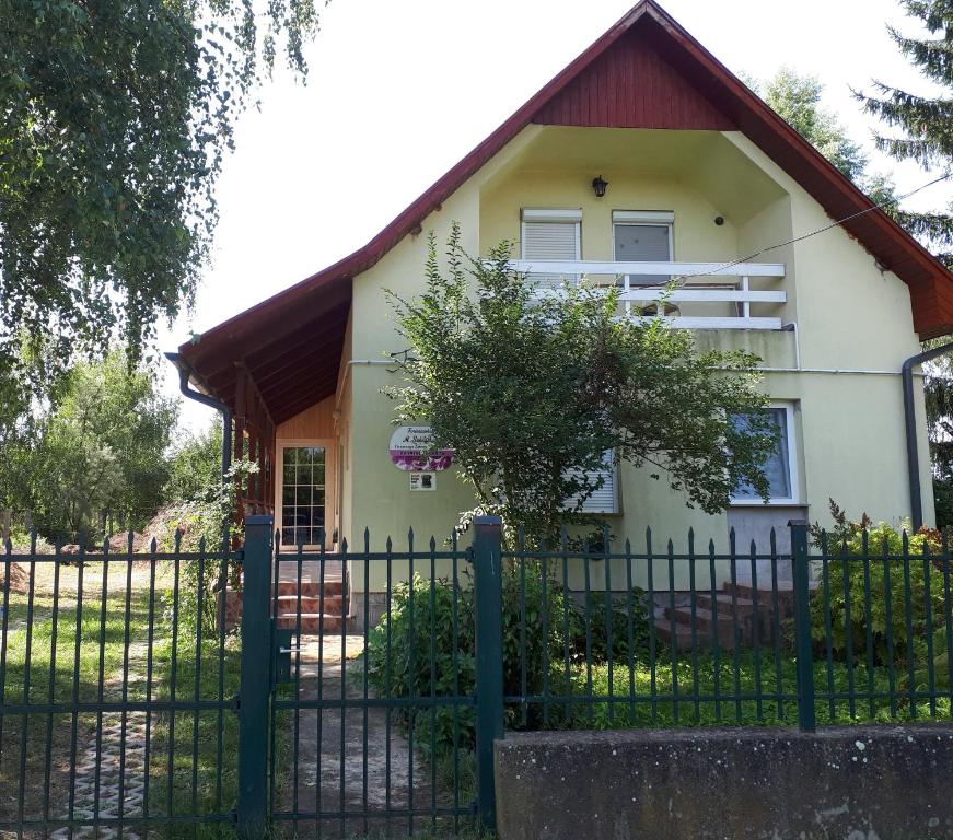 a house with a fence in front of it at Ferienhaus Schlothauer 1 in Tiszacsege