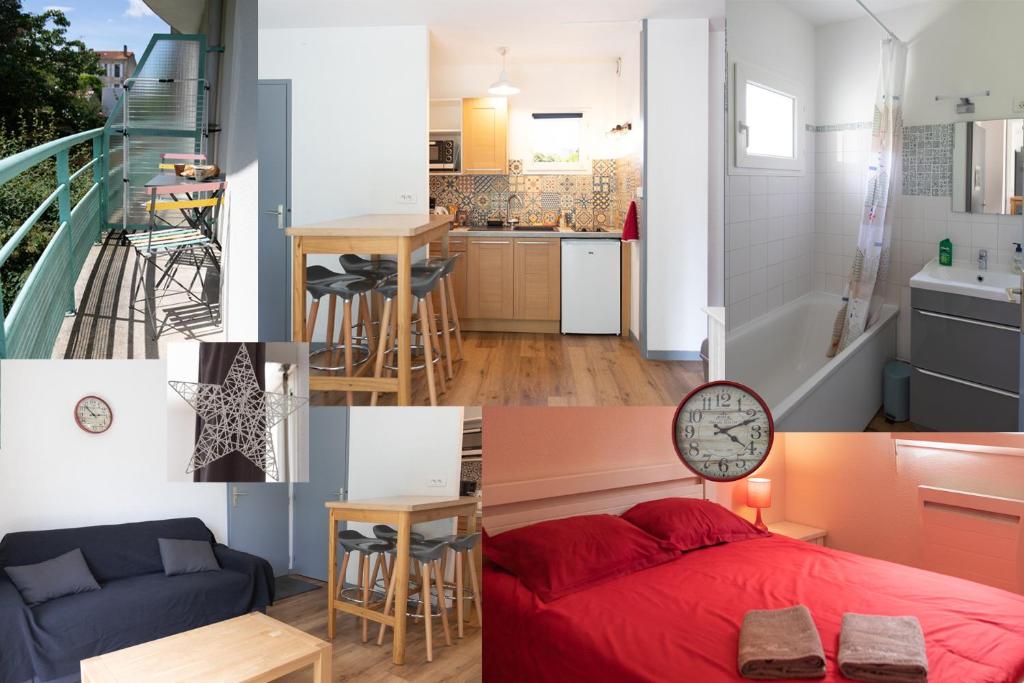 un collage de photos d'un petit appartement dans l'établissement FONTANES, à Niort