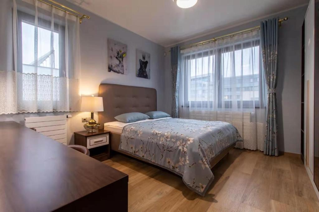 Postel nebo postele na pokoji v ubytování yipin villa