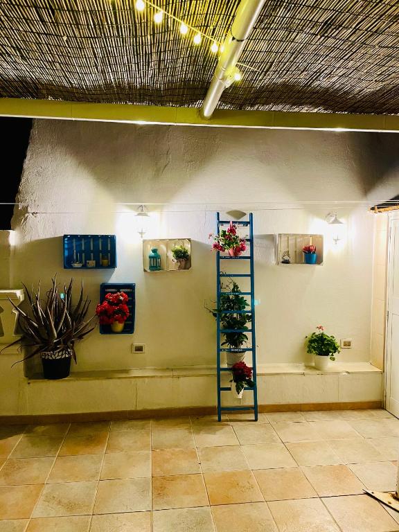 a room with potted plants and a shelf with plants at Relax House in Bari