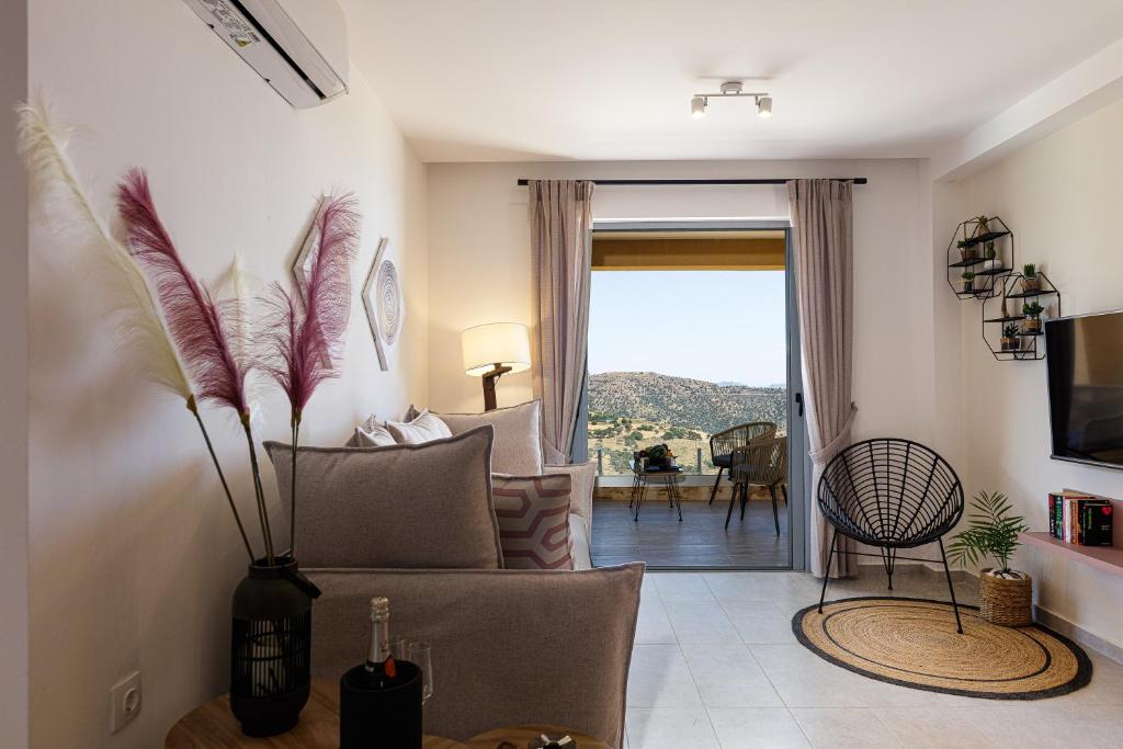 Posezení v ubytování Villa Zoe , south Crete , Triopetra