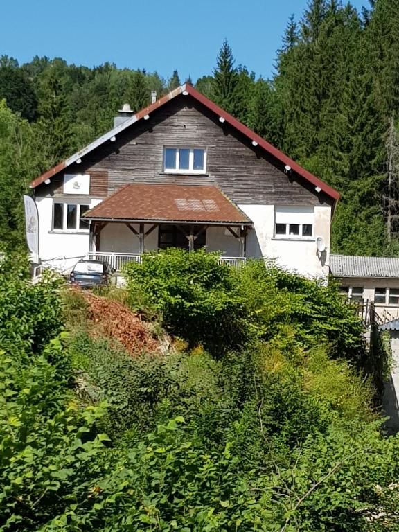 une maison au sommet d'une colline avec des arbres dans l'établissement Les Morillons, à Foncine-le-Bas