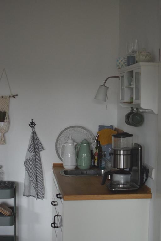 Kuchyň nebo kuchyňský kout v ubytování Ankerhaus Ostholstein