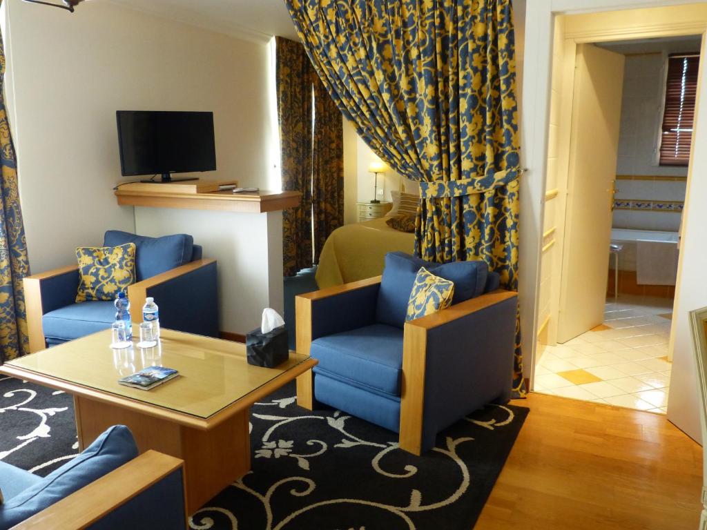 TV a/nebo společenská místnost v ubytování L'Aubinière Hôtel Restaurant & Spa