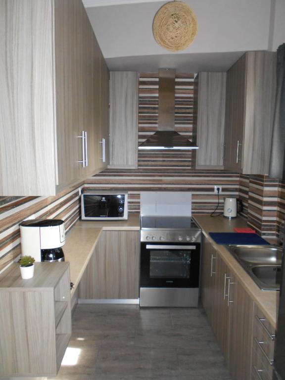 Kuchyň nebo kuchyňský kout v ubytování SPΛCES PYLOS Apartments