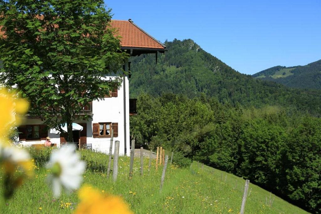 Nespecifikovaný výhled na hory nebo výhled na hory při pohledu z penzionu – hostince