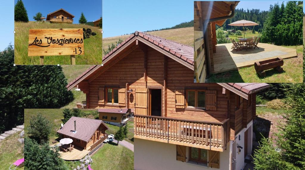 a collage of pictures of a log cabin at Chalet Les Vosgiennes in Le Valtin
