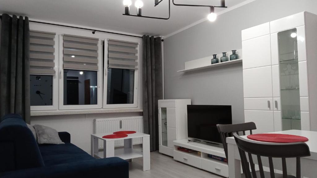 Televízia a/alebo spoločenská miestnosť v ubytovaní Apartament Jakubek